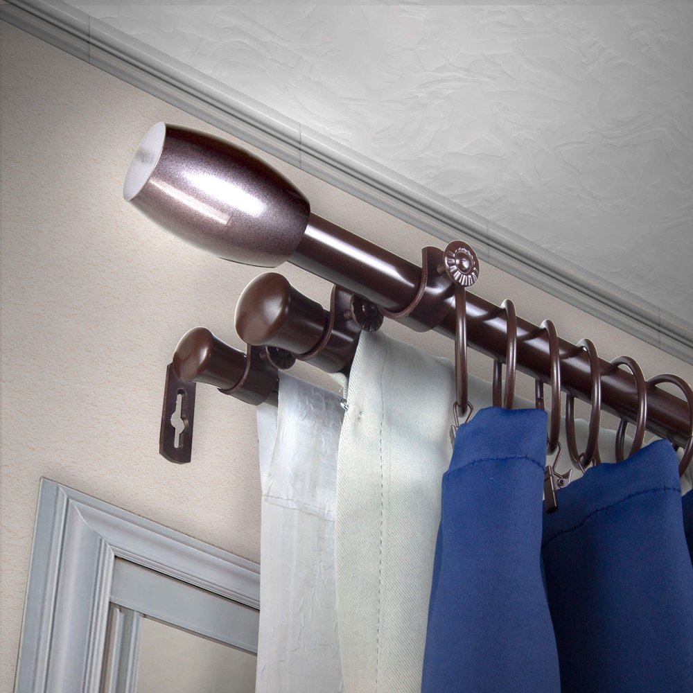 A&F Rod Dcor - Caleb 13/16" Triple Curtain Rod 120-170 inch - Cocoa