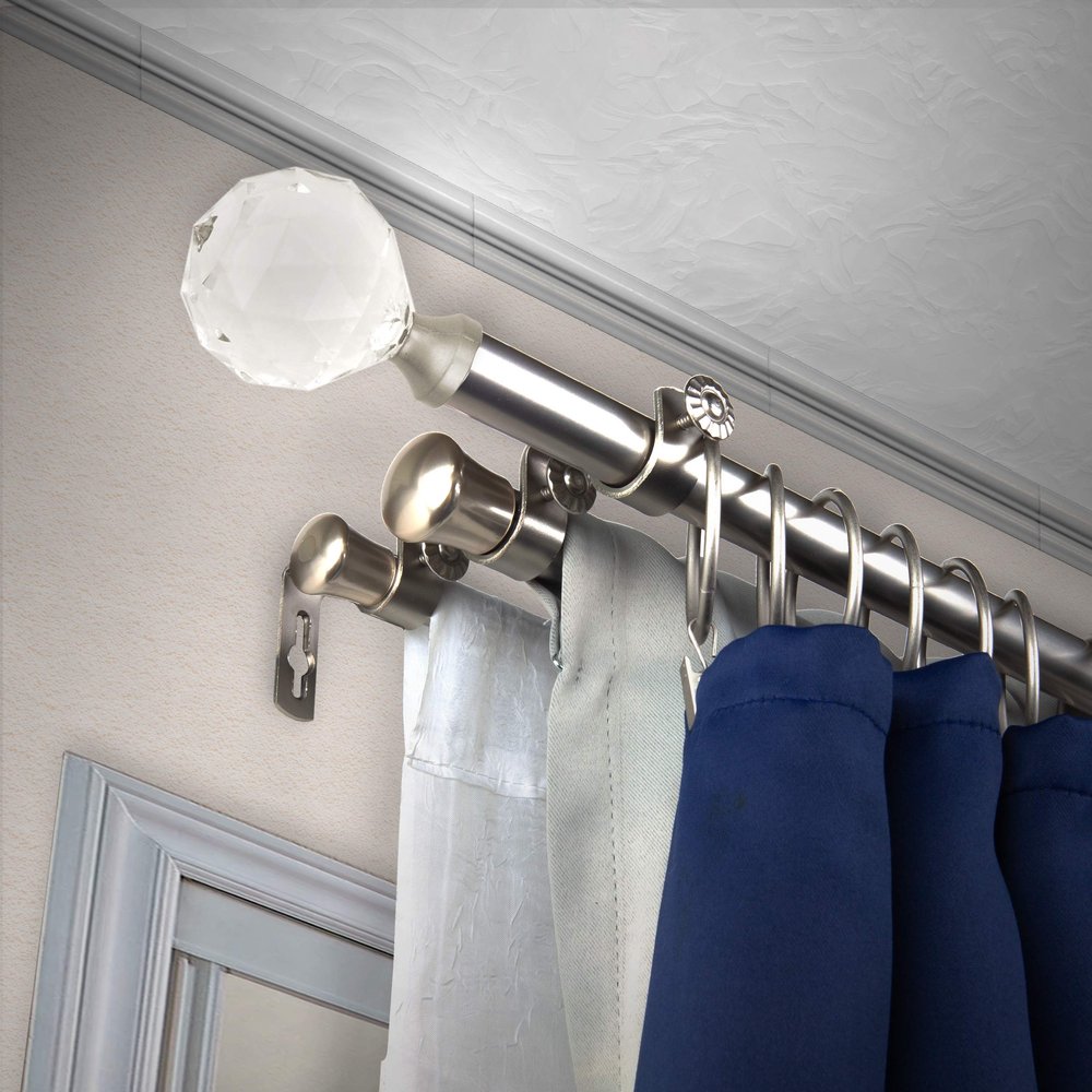 A&F Rod Dcor - Sparkle 13/16" Triple Curtain Rod 120-170 inch - Satin Nickel