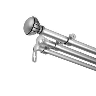 A&F Rod Dcor - Flower 13/16" Triple Curtain Rod 28-48 inch - Satin Nickel