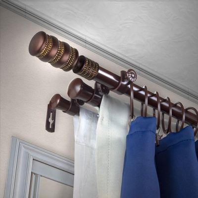 A&F Rod Dcor - Macaroon 13/16" Triple Curtain Rod 48-84 inch - Cocoa