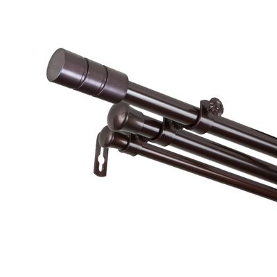 A&F Rod Dcor - Gabe 13/16" Triple Curtain Rod 120-170 inch - Cocoa