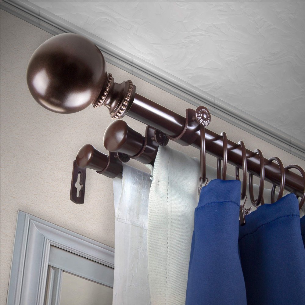 A&F Rod Dcor - Cleo 13/16" Triple Curtain Rod 48-84 inch - Cocoa