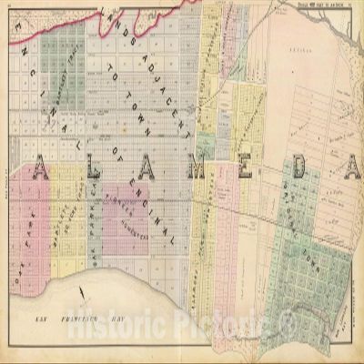 Alameda, California - East Sheet 1878 Historical Map Print - 69in x 44in