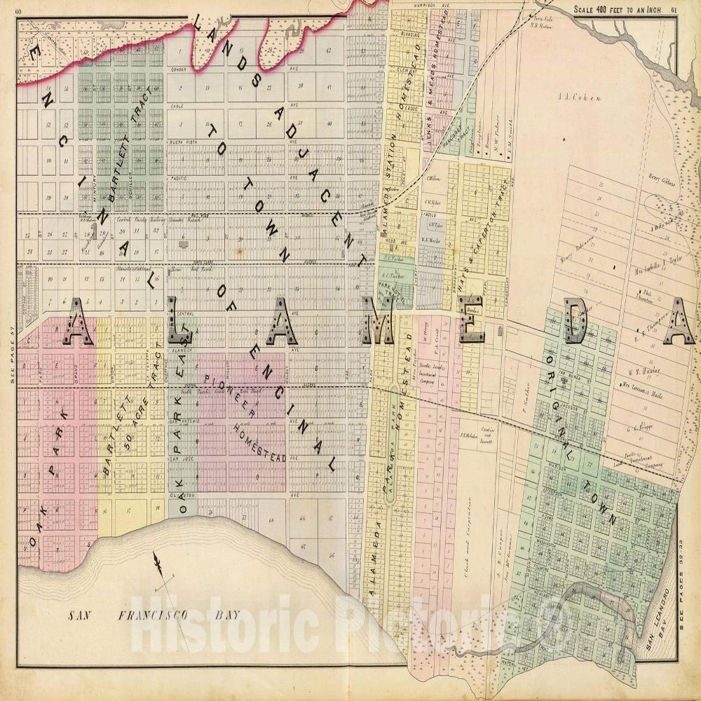 Alameda, California - East Sheet 1878 Historical Map Print - 69in x 44in