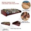 ASmileIndeep 8 Rows Military Challenge Coin Display Stand - Holds 60-70 Coins, Solid Wood Army Police Coin Rack Display Holder for Desktop, Mahogany view 2
