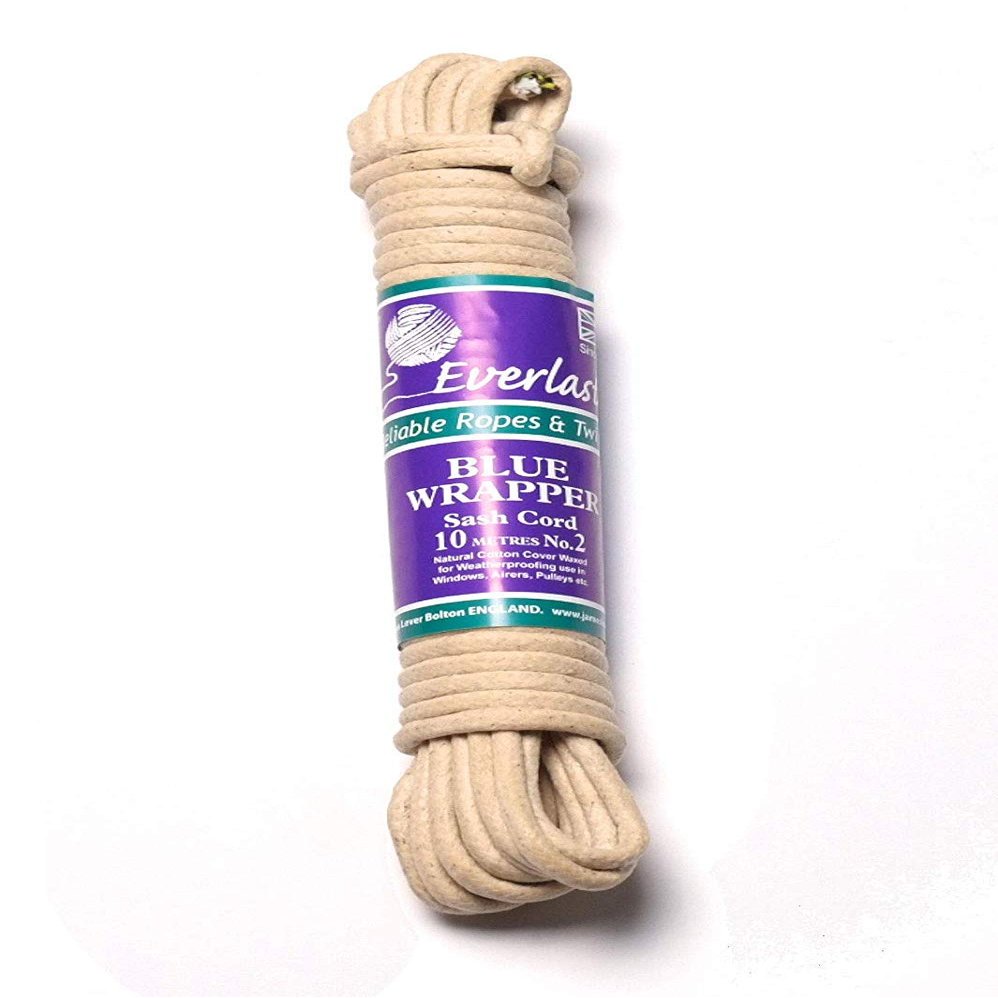 Everlasto 'Blue Wrapper' UK Made Quality Waxed Cotton Sash Cord No.5 (8.5mm) x 50m