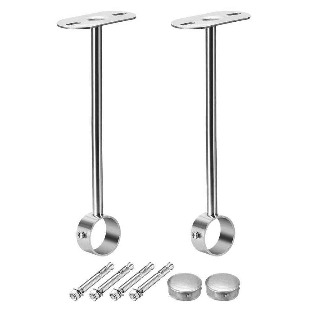 uxcell Ceiling-Mount Bracket, Wardrobe Pipe Bracket, 32mm Dia, Shower Curtain Closet Wardrobe Rod Lever Support Holder Pipe Flange Socket 2pcs(350mm Height)