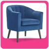 Adore Decor Ivey Barrel Chair, Button Tufted Plush Back Cushion, Luxury Black Wooden Legs, Modern Living Room Upholstery Accent Furniture, Blue Velvet view 1