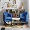 Adore Decor Ivey Barrel Chair, Button Tufted Plush Back Cushion, Luxury Black Wooden Legs, Modern Living Room Upholstery Accent Furniture, Blue Velvet view 2