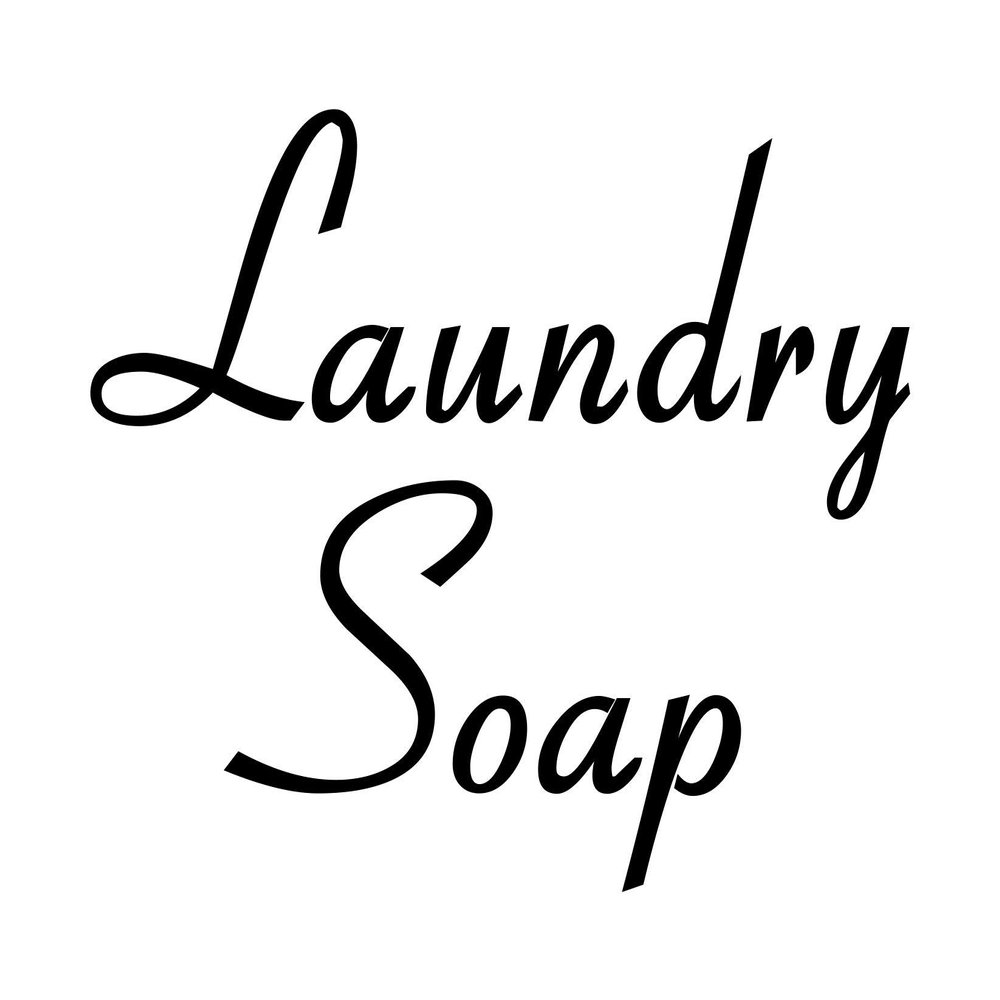 Laundry Soap 4.5w x 3.5h Label | Laundry Room Organization | Die Cut Vinyl Decal | Black Retro Font (Sticker Only)