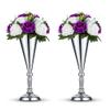 2 Pcs/ Set Tabletop Silver Metal Wedding Flower Trumpet Vase Table Decorative Centerpiece Artificial Flower Arrangements for Anniversary Ceremony Party Birthday Event Aisle Home Decoration view 1