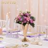 2 Pcs Tabletop Metal Wedding Flower Trumpet Vase, 9.8 inch Table Decorative Centerpiece, Artificial Flower Arrangements for Anniversary Ceremony Party Birthday Event Aisle Home Decoration (Gold) view 2