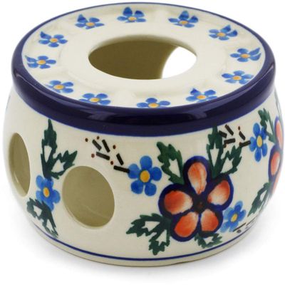Polmedia Polish Pottery Heater - Lancaster Rose Pattern Handmade in Boleslawiec Poland by Ceramika Artystyczna + Certificate of Authenticity
