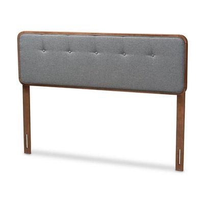 Baxton Studio Palina Mid-Century Wood Tufted Queen Headboard in Dark Gray