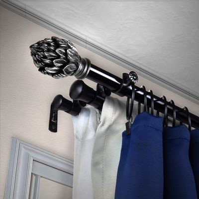 A&F Rod Dcor - Ashland 13/16" Triple Curtain Rod 48-84 inch - Black