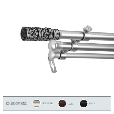 A&F Rod Dcor - Carousel 13/16" Triple Curtain Rod 120-170 inch - Satin Nickel