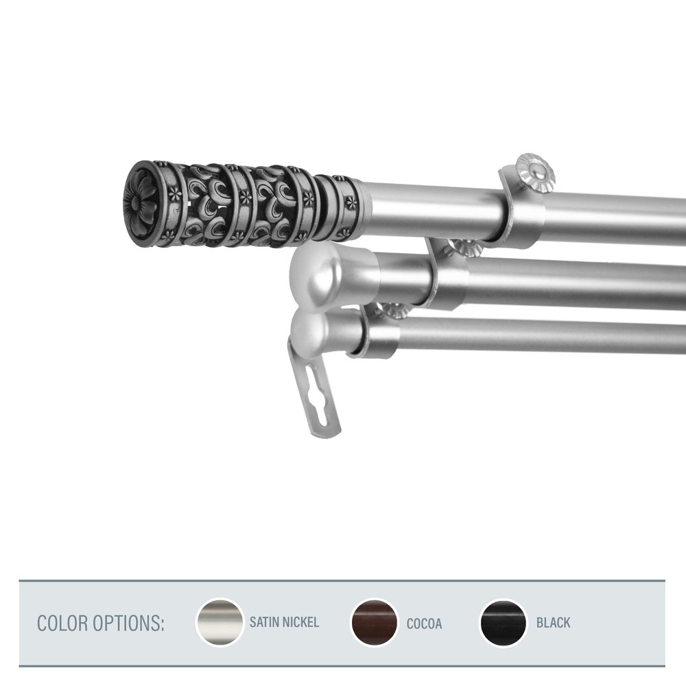 A&F Rod Dcor - Carousel 13/16" Triple Curtain Rod 120-170 inch - Satin Nickel