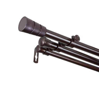 A&F Rod Dcor - Grayson 13/16" Triple Curtain Rod 66-120 inch - Cocoa