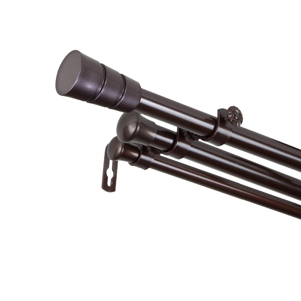 A&F Rod Dcor - Grayson 13/16" Triple Curtain Rod 66-120 inch - Cocoa