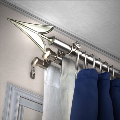 A&F Rod Dcor - Head 13/16" Triple Curtain Rod 120-170 inch - Satin Nickel