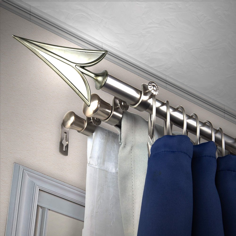 A&F Rod Dcor - Head 13/16" Triple Curtain Rod 120-170 inch - Satin Nickel