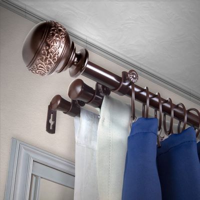 A&F Rod Dcor - Nadeen 13/16" Triple Curtain Rod 48-84 inch - Cocoa