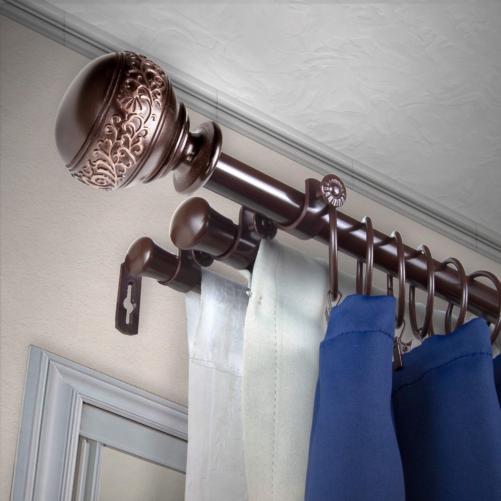 A&F Rod Dcor - Nadeen 13/16" Triple Curtain Rod 48-84 inch - Cocoa