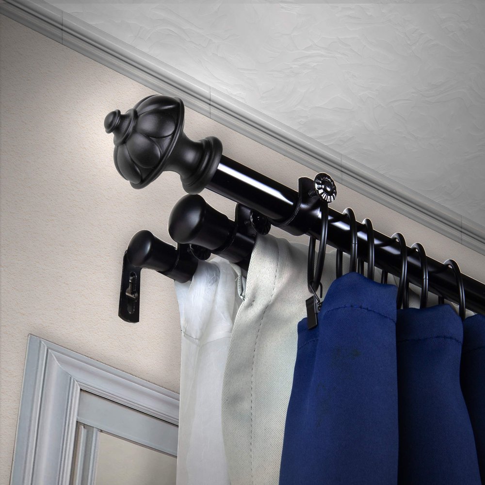 A&F Rod Dcor - Fargo 13/16" Triple Curtain Rod 48-84 inch - Black