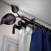 A&F Rod Dcor - Leaf 13/16" Triple Curtain Rod 48-84 inch - Black view 1