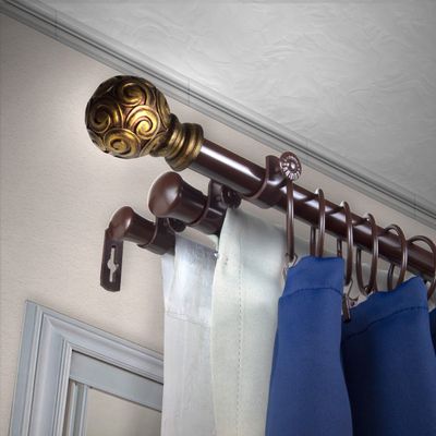 A&F Rod Dcor - Truffle 13/16" Triple Curtain Rod 48-84 inch - Cocoa