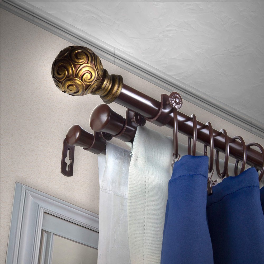 A&F Rod Dcor - Truffle 13/16" Triple Curtain Rod 48-84 inch - Cocoa