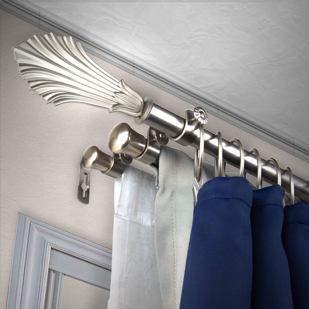 A&F Rod Dcor - Esprit 13/16" Triple Curtain Rod 66-120 inch - Satin Nickel