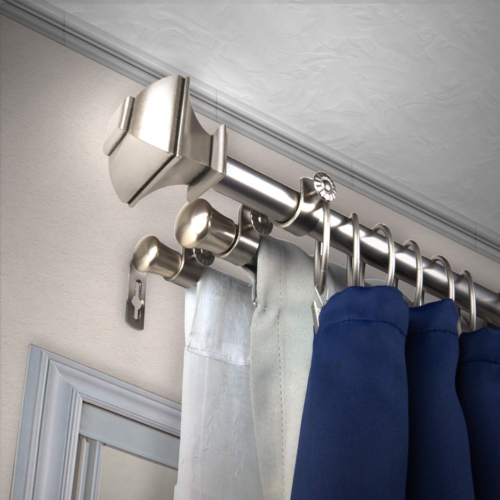 A&F Rod Dcor - Phife 13/16" Triple Curtain Rod 120-170 inch - Satin Nickel