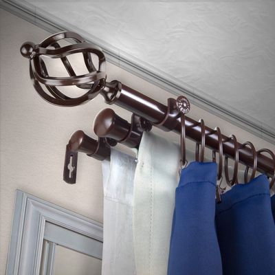 A&F Rod Dcor - Medusa 13/16" Triple Curtain Rod 120-170 inch - Cocoa