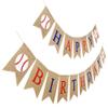 Burlap Baseball Happy Birthday Banner, Jute Baseball Party Sign, Pre Stung Bday Bunting Decoration view 1