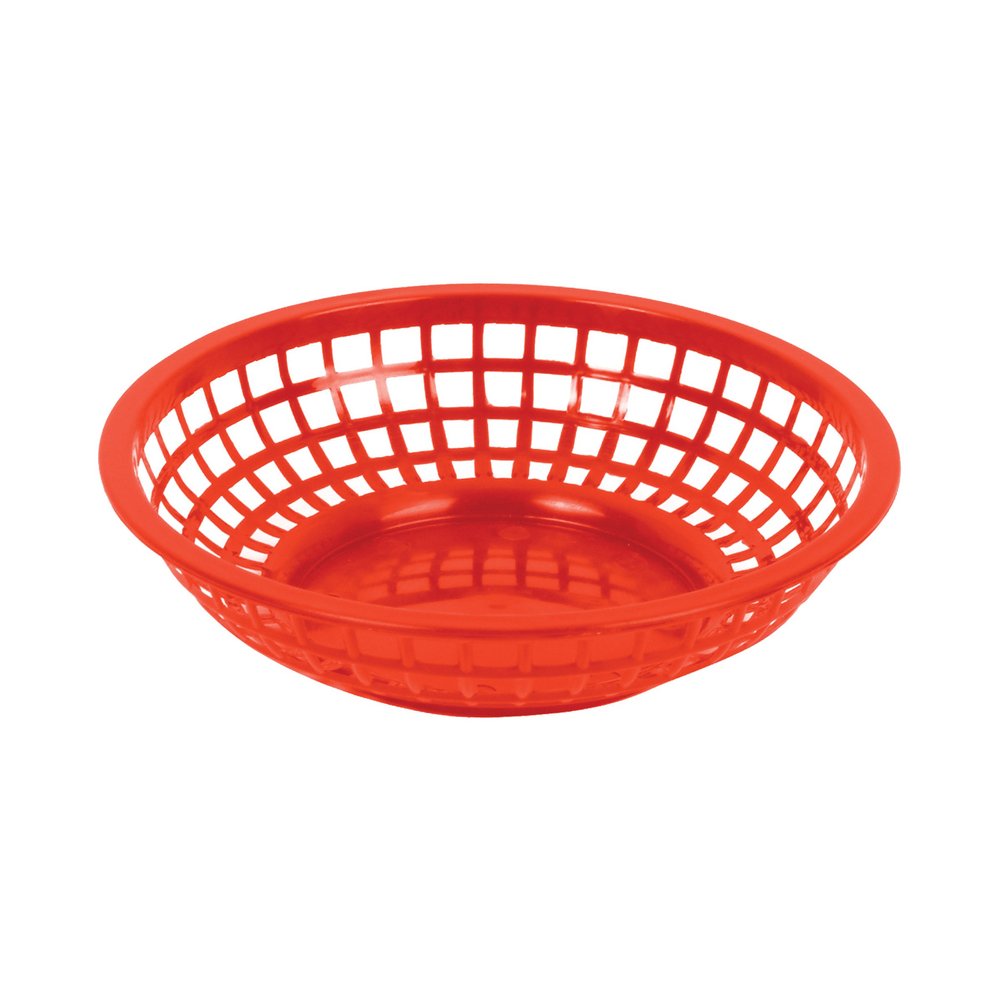 Restaurant Essentials 8" round basket, red, comes in dozen