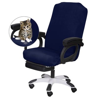 SARAFLORA Office Chair Cover- Large, Navy- Removable Computer Chair Covers for Office Chair with Zipper for Universal Rotating Chair Desk Chair Cover High Back Chairs Seat Washable Protector for Pets