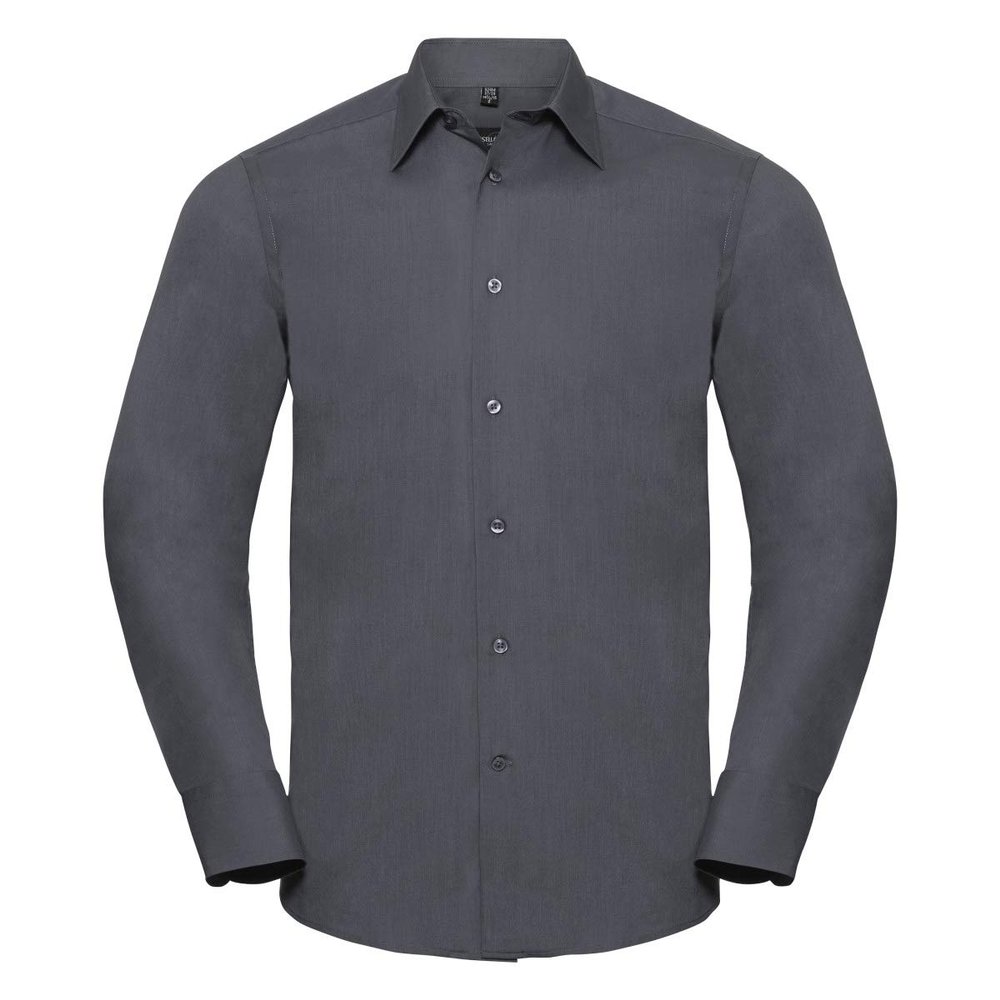 Russell Collection Mens Easy Care Tailored Poplin Shirt (3XL) (Convoy Gray)