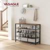 VASAGLE Shoe Rack, 5-Tier Shoe Storage Organizer with 4 Metal Mesh Shelves for 16-20 Pairs and Large Surface for Bags, for Entryway, Hallway, Closet, Industrial, Rustic Brown and Black ULBS15BX view 2