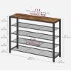 VASAGLE Shoe Rack, 5-Tier Shoe Storage Organizer with 4 Metal Mesh Shelves for 16-20 Pairs and Large Surface for Bags, for Entryway, Hallway, Closet, Industrial, Rustic Brown and Black ULBS15BX view 3