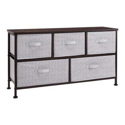 Amazon Basics Extra Wide Fabric 5-Drawer Storage Organizer Unit for Bedroom Closet, Bronze