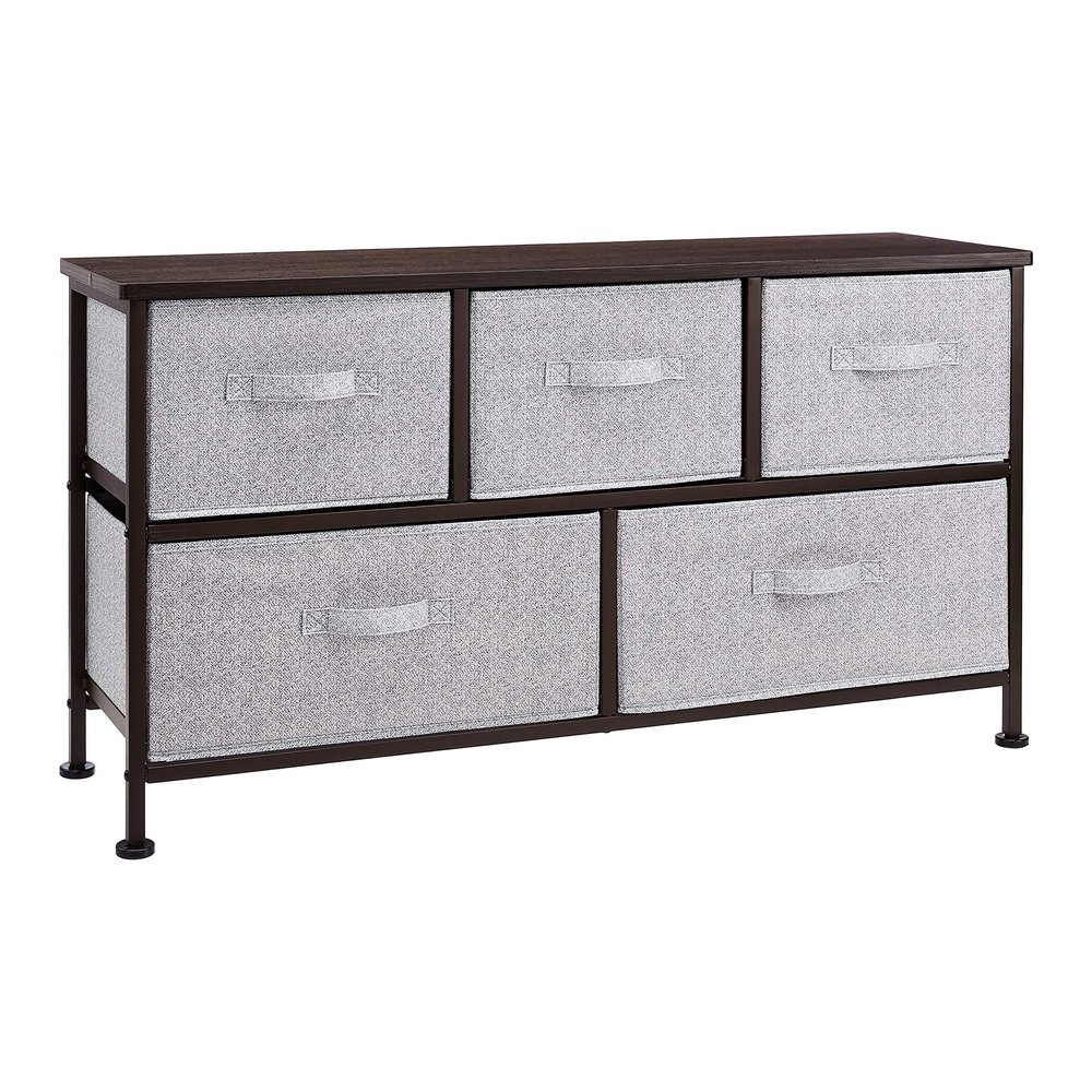 Amazon Basics Extra Wide Fabric 5-Drawer Storage Organizer Unit for Bedroom Closet, Bronze