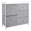 Amazon Basics Bedroom Closet Organizer with 5-Fabric Storage Drawers for Clothes Storage, White view 1