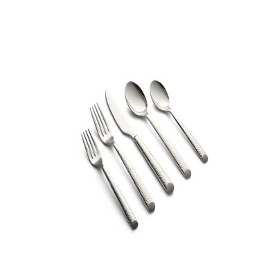 Cambridge 329320CAMBMS12 Elsa Mirror Hammered 20-Piece Flatware Set