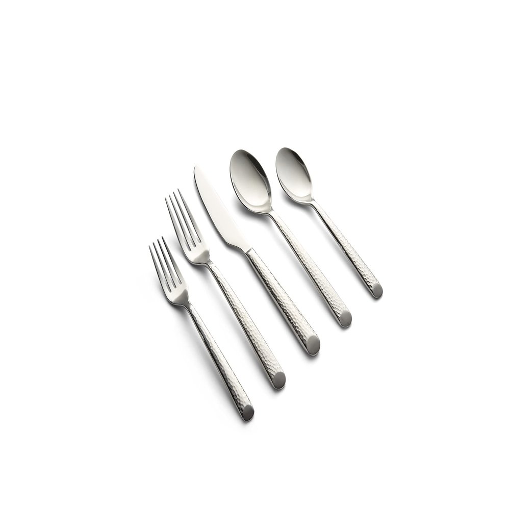 Cambridge 329320CAMBMS12 Elsa Mirror Hammered 20-Piece Flatware Set
