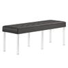 Modway Loft Tufted Large Upholstered Faux Leather Bench in Silver Gray view 1