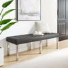 Modway Loft Tufted Large Upholstered Faux Leather Bench in Silver Gray view 2