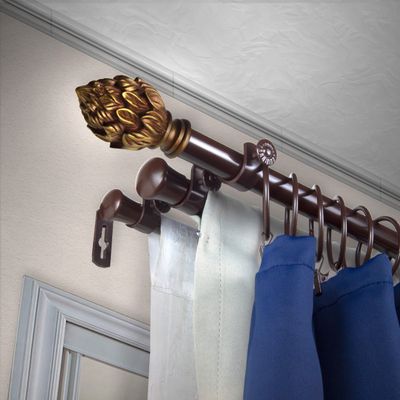 A&F Rod Dcor - Ashland 13/16" Triple Curtain Rod 48-84 inch - Cocoa