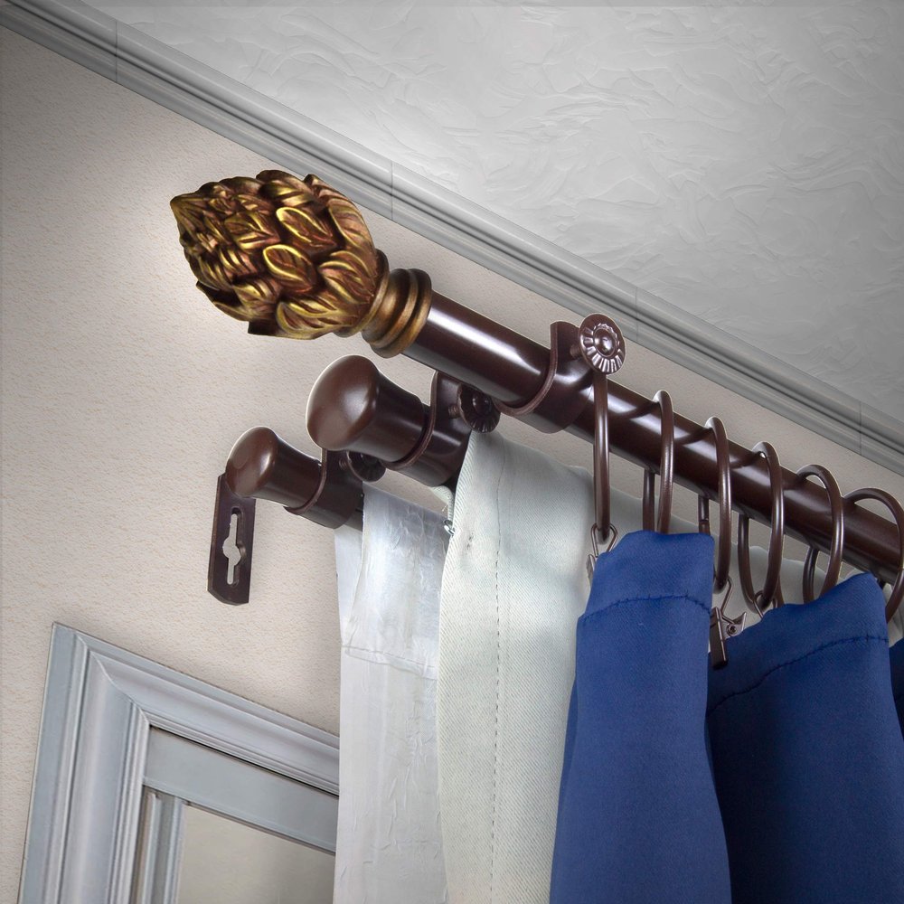 A&F Rod Dcor - Ashland 13/16" Triple Curtain Rod 48-84 inch - Cocoa