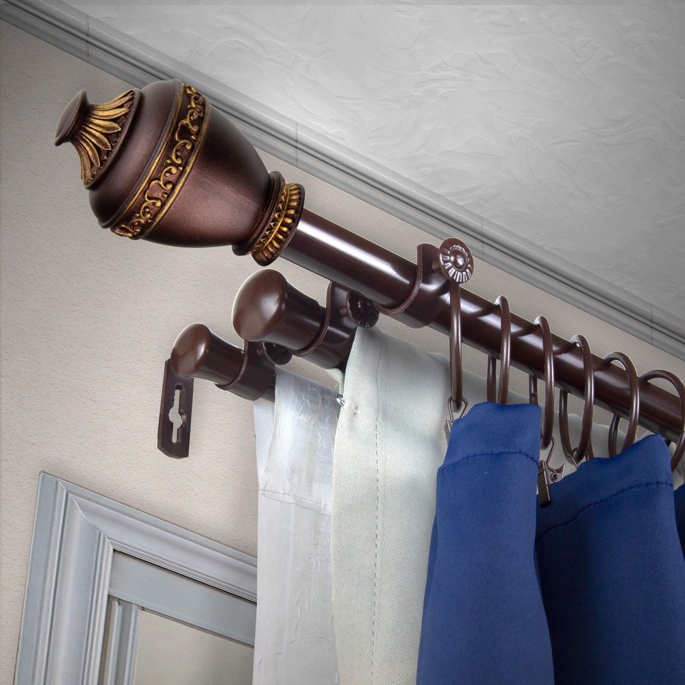 A&F Rod Dcor - Eva 13/16" Triple Curtain Rod 48-84 inch - Cocoa